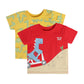 Miniklub Cotton Pack Of 2 Animal & Block Printed Tees  (69M) Red/Yellow