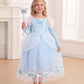 Itvti Princess Cinderella Costume For Girls Halloween Carnival Fancy Dress For Cosplay, Light Blue, 4-5 Years(Tag 120)