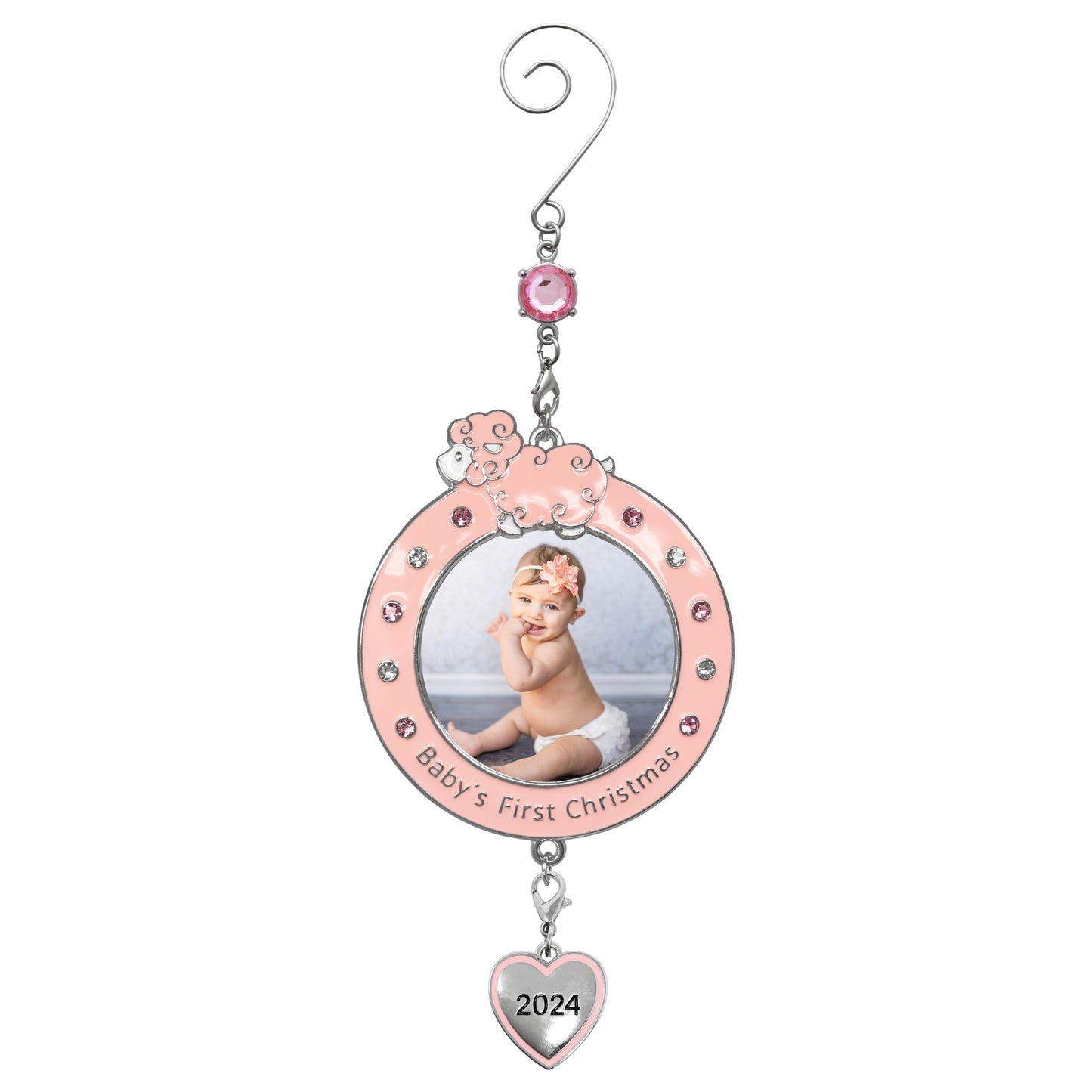 Banberry Designs 2024 Baby Girl'S First Christmas Photo Ornament - Dated Xmas Picture Frame Decoration For Newborn Daughter - Ba