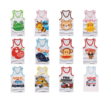 Buy Home Infant Toddlers Baby 100% Cotton 5 Pack Cartoon Japanese Vest Tank Sleeveless Top Set (4T, Assorted Color For Boy)