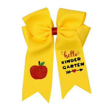 Girl School Hair Bow Back to School Yellow Bow Hair Clip Hairpin Schools Hairs Accessories for Women Teacher TSFJ55 (Letter Yell