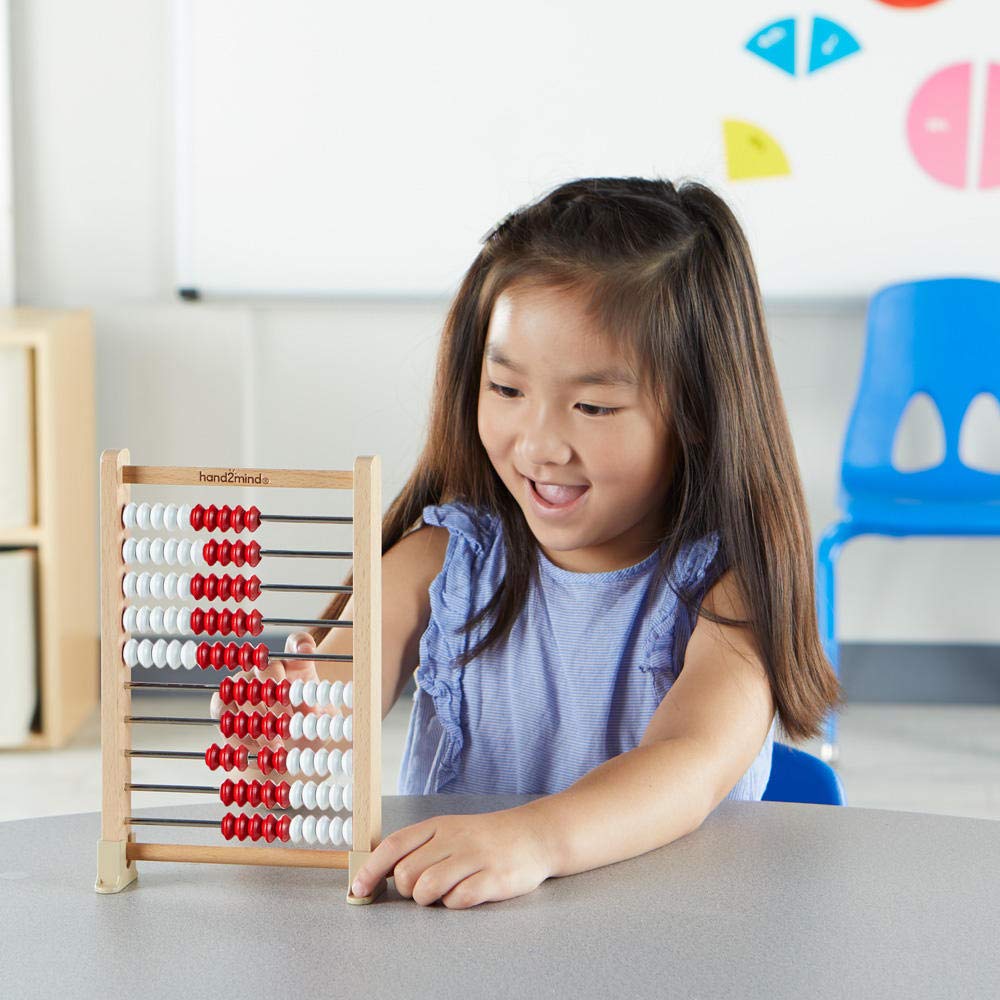 hand2mind Mini 100 Bead Wooden Rekenrek, Abacus for Kids Math, Math Manipulatives Kindergarten, Counting Rack for Kids, Counters