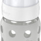 Lifefactory 8-Ounce Wide Neck Glass Baby Bottle With Protective Silicone Sleeve And Hard Sippy Spout, Stone Gray (Lg2221Wcg4)