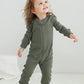 Owlivia Organic Cotton Baby Boy Girl Zip Up Sleep N Play, Footless, Long Sleeve(Newborn, Dark Grey Melange & Olive Green)