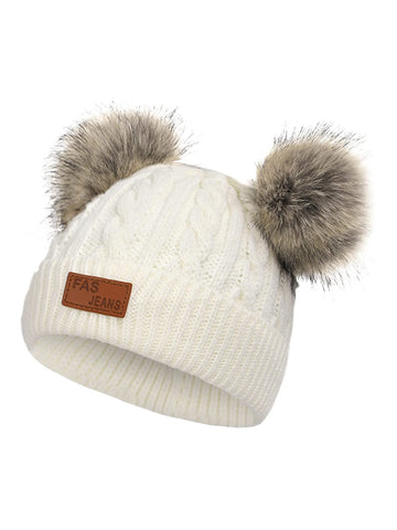 Century Star Baby Girl Hats Winter Cute Baby Beanies For Girls Boys Knit Baby Hats Warm Infant Toddler Hat Pom Pom Caps 1Pc Whit