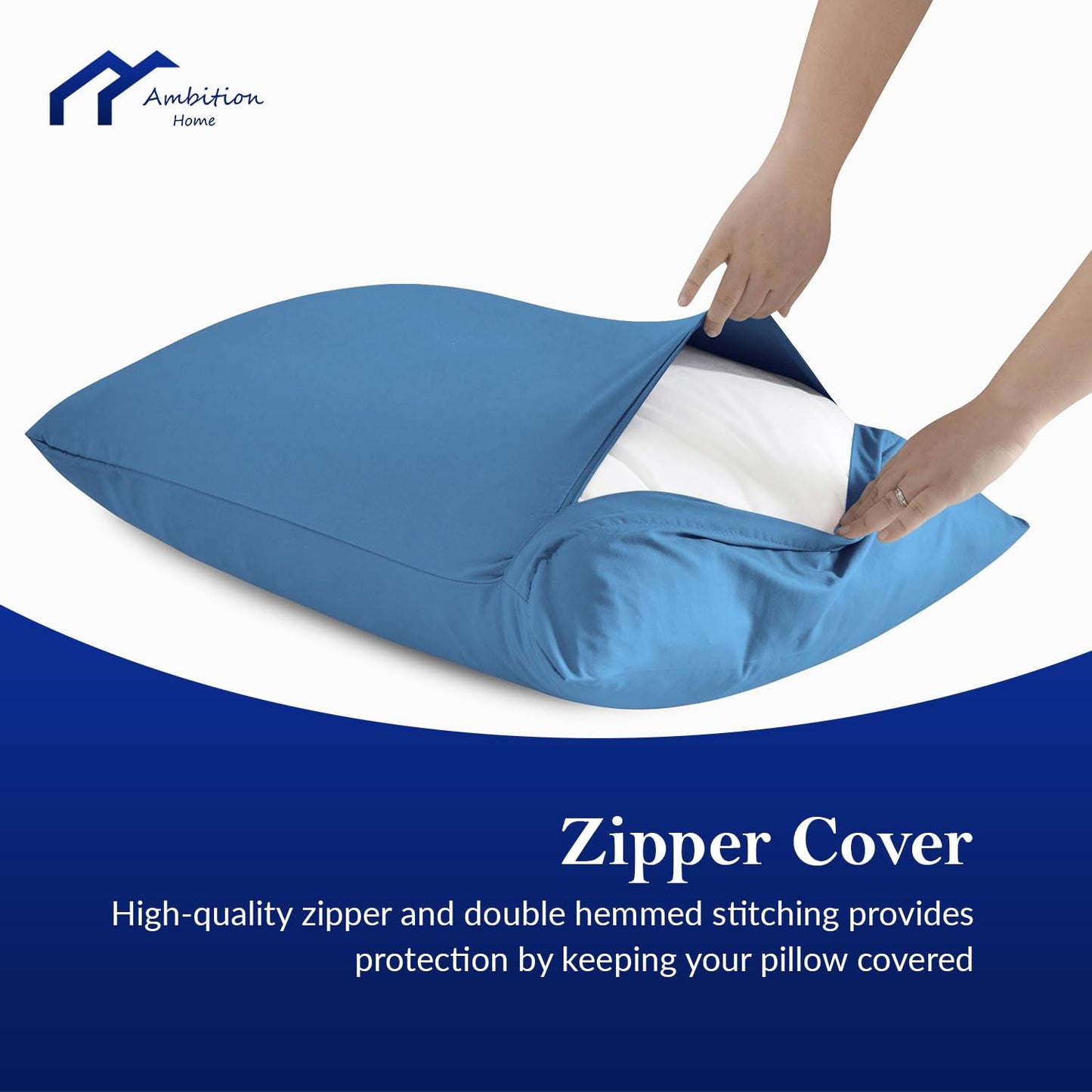 Toddler Travel Small Pillowcase 12X16 Inch Set Of 2, Mini Pillow Case With Zipper Closure 500 Thread Count 100% Soft Egyptian Co