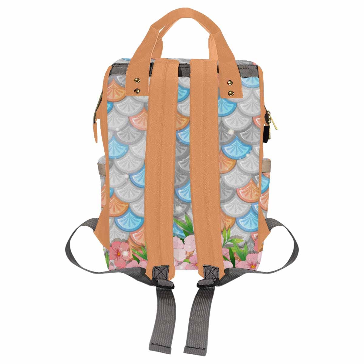 Artsadd Personalized Diaper Bag For Baby Girls, Orange Bow Tie Flower Travel Backpack Custom Multi-Function Mommy Nappy Baby Bag