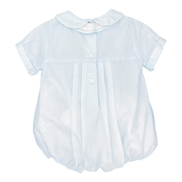 Petit Ami Baby Boys' Romper With Embroidered Sailboat Bib, 6 Months, Blue