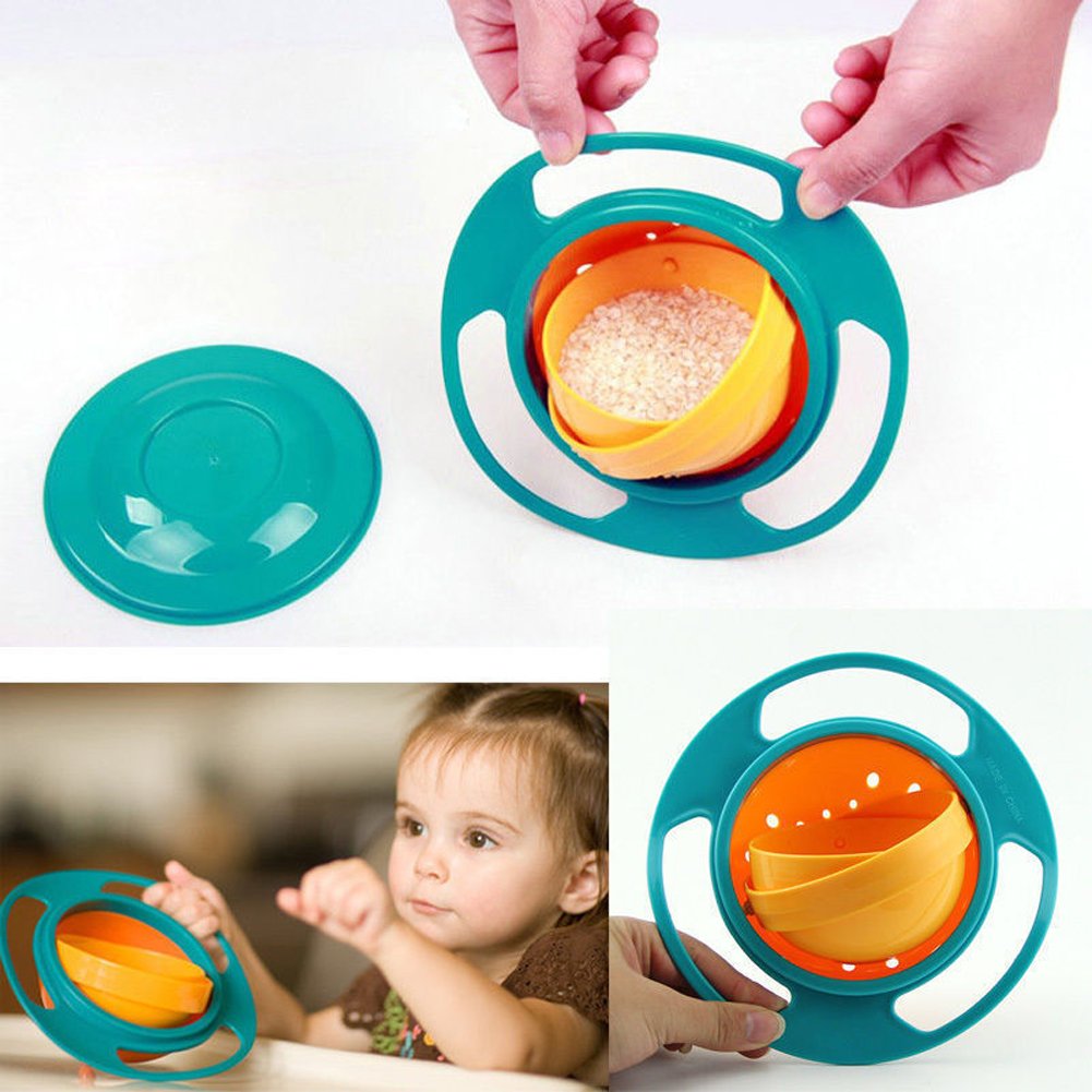 Ztl Gyro Bowl 360 Dgree Rotation Spill Resistant Gyroscopic Bowl With Lid