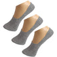 Queery Grey Unisex Anti Slip No Show Cotton Loafer Socks With Anti Slip Silicon Grip (Pack Of 3)