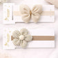 Hair Sarkles Baby Headbands With Bow & Flower Style, Soft Nylon Elastic, Natural Tone Color Newborn To Toddler Girls (Pack Of 2 