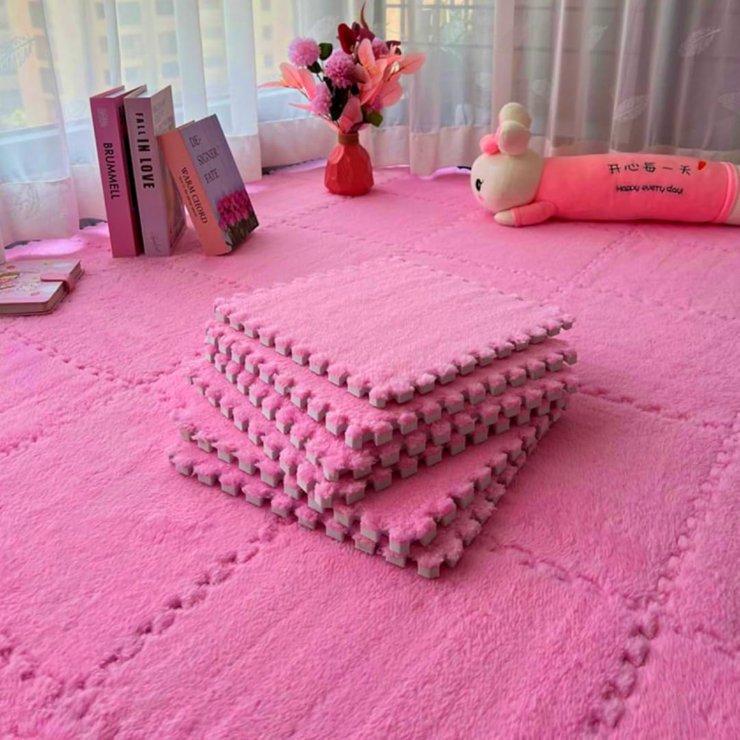 Metreno 10Mm/20Pcs Baby Mats For Floor Soft Plush Foam Babies Puzzle Interlocking Play Mats For Crawling Playing Tile Mat For Ki