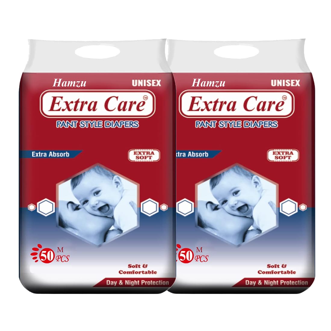 Hamzu Extra Care Baby Pant Diaper Medium Size 100 Piece (510 Kg)  Pack Of 2