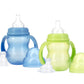 Nuby 3-Stage Wide Neck No Spill Bottle With Handles And Non-Drip Juice Spout, 3 Months, 8 Ounce, 2 Count, (Blue/Green)