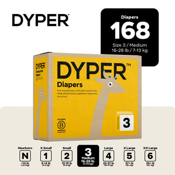 Dyper Baby Diapers Size 3 | Honest Ingredients | Cloth Alternative | Day & Overnight | Made With Plant-Based* Materials | Hypoal