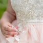 2Bunnies Girl Beaded Peony Lace Back A-Line Tiered Tutu Tulle Flower Girl Dress (Pink Sleeveless Short, 5)