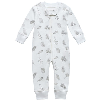 Owlivia Organic Cotton Baby Boy Girl Zip Up Sleep N Play, Footless, Long Sleeve(0-3 Months, Leaf)