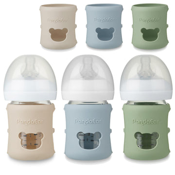 Pandaear 3 Pack Silicone Sleeves For Philips Avent Natural Glass Baby Bottles 4 Oz, Shatterproof Anti-Breakage And Heat Resistan