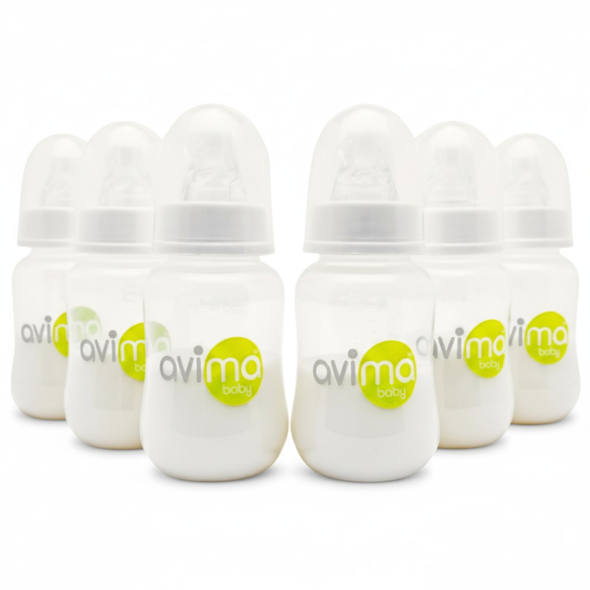 Avima Anti-Colic Baby Bottles - 4 oz, Slow Flow Nipples - BPA-Free, Standard Neck - Stage 1 for 0-3 Months - Set of 6