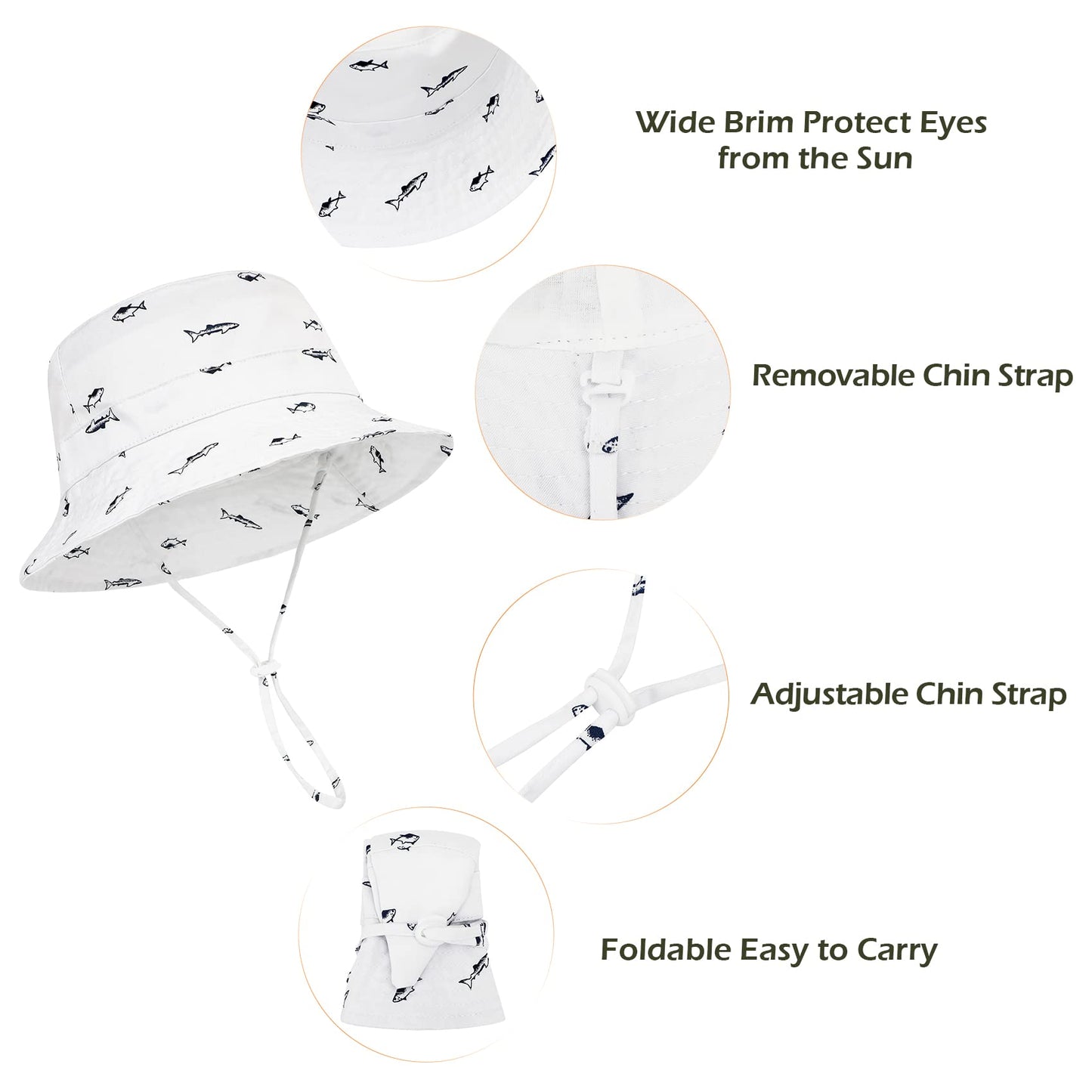 Durio Sun Hat Bucket Hats Wide Brim Summer Hat Sun Protection Beach Hat D Navy Solid 6-12 Months