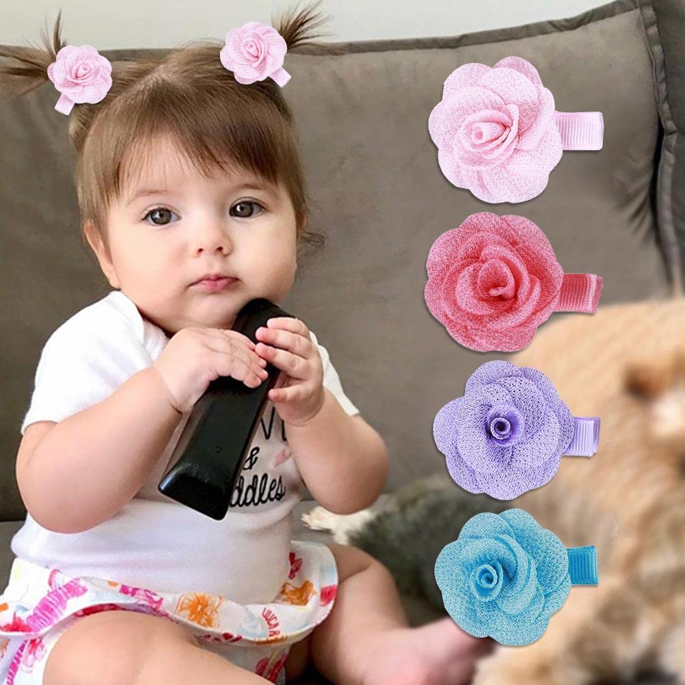 Insowni 12 Pack Flower Alligator Hair Clips Barrettes Fully Lined For Infants Baby Girls Toddlers Kids