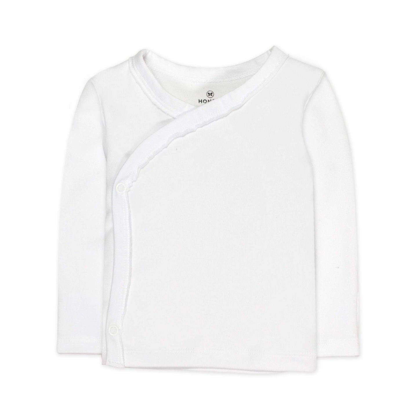 Honestbaby Unisex Baby 3-Pack Organic Cotton Long Sleeve Side-Snap Kimono Tops And Toddler T Shirt Set, Bright White, Newborn Us