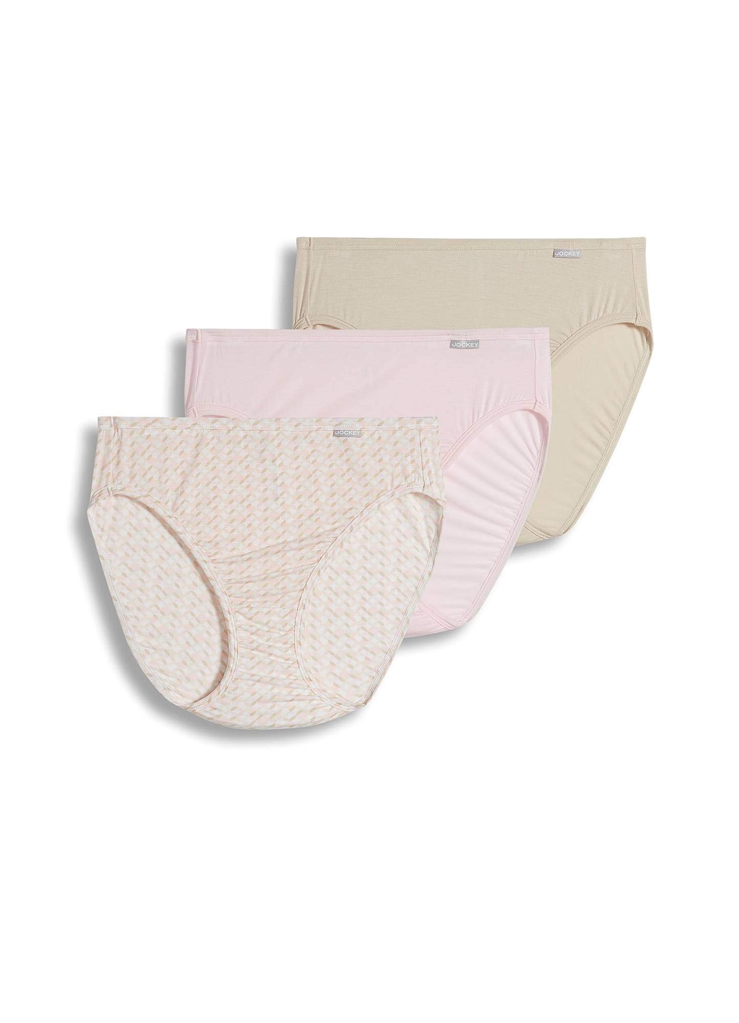 Jockey Womens Underwear Supersoft French Cut - 3 Pack, Pastel Pinwheelsandfrosty Pink, 10