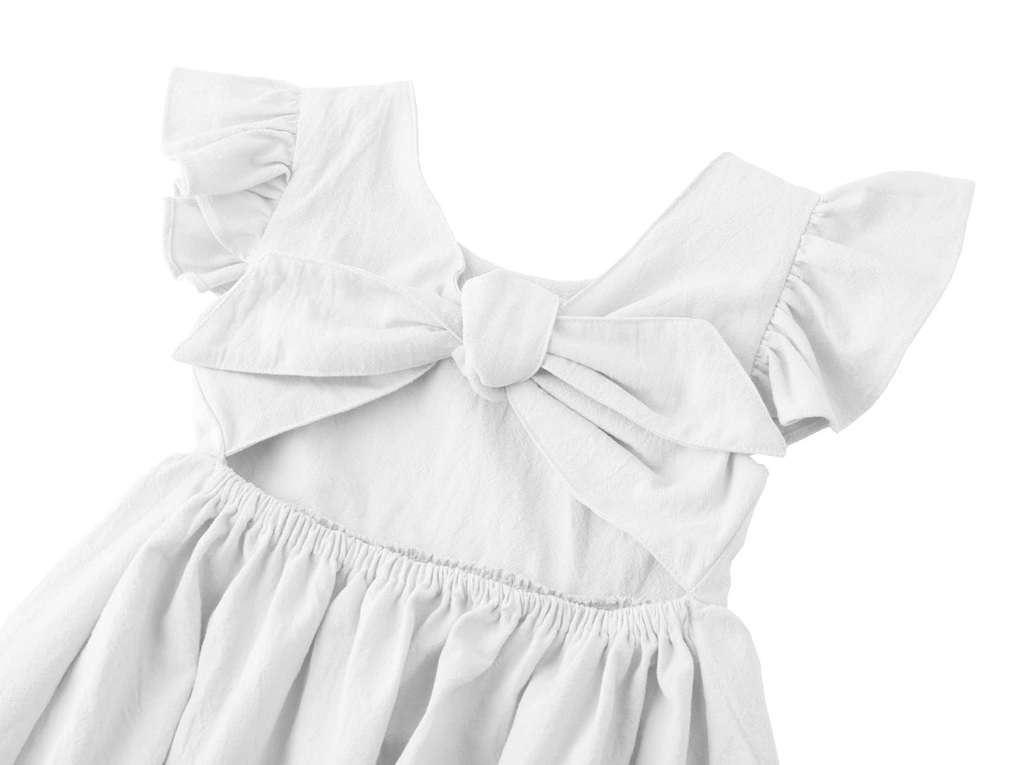 Dutebare Toddler Girls Dress Cotton Linen Ruffle Halter Sleeveless Kids Casual Summer Beach Party Dresses White 80