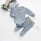 Baby Newborn Girls Boys Long Sleeve Clothes Striped Romper & Pants Set Infant Fall Winter Cotton Outfits (B-Blue, 18-24 Months)