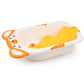 Luvlap Bubble Baby Bathtub (White & Orange) & Anti Slip Baby Plastic Bath Chair (Yellow) For 6 Month - 3 Years, Bathtub With Dra