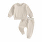 Mayummpy Baby Boys Girl Solid Outfit Long Sleeve Crewneck Oversized Sweatshirt Sweatpants Pants Set Fall Winter Clothes (Apricot