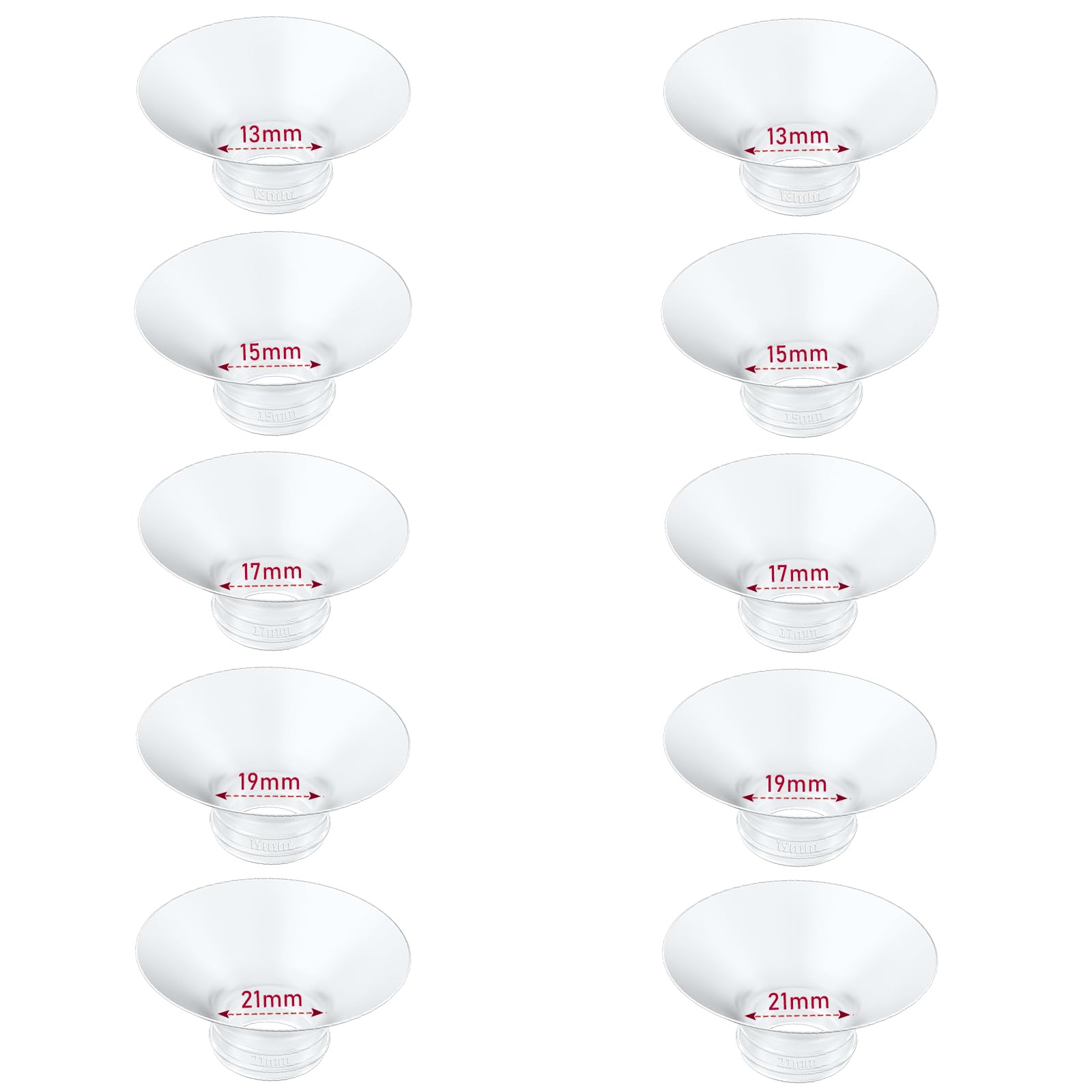 IVARONAL Flange Insert 10PCS 13/15/17/19/21mm*2 Compatible with Momcozy M9/M6/M5/S12 Pro/V1 Pro/V2 pro, Spectra/Medela/Elvie/NCV