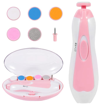 Baby Nail Trimmer Electric, Low Noise Newborn Safe Nail Clipper Kit With Light And Replaceable 6 Grinding Heads, Hand-Holding Ca