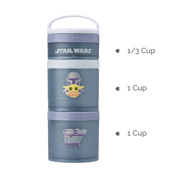 Whiskware Star Wars Stackable Snack Containers For Kids And Toddlers, 3 Stackable Snack Cups For School Or Travel, Mando, Grogu,