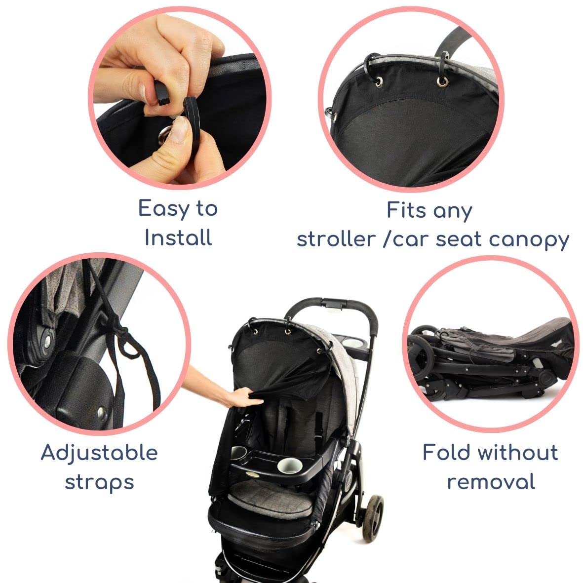 Sun Shade For Strollers (Large). Universal Adjustable Spf 30+ Sunshade With See Through. Your Baby Will See The World And Will B