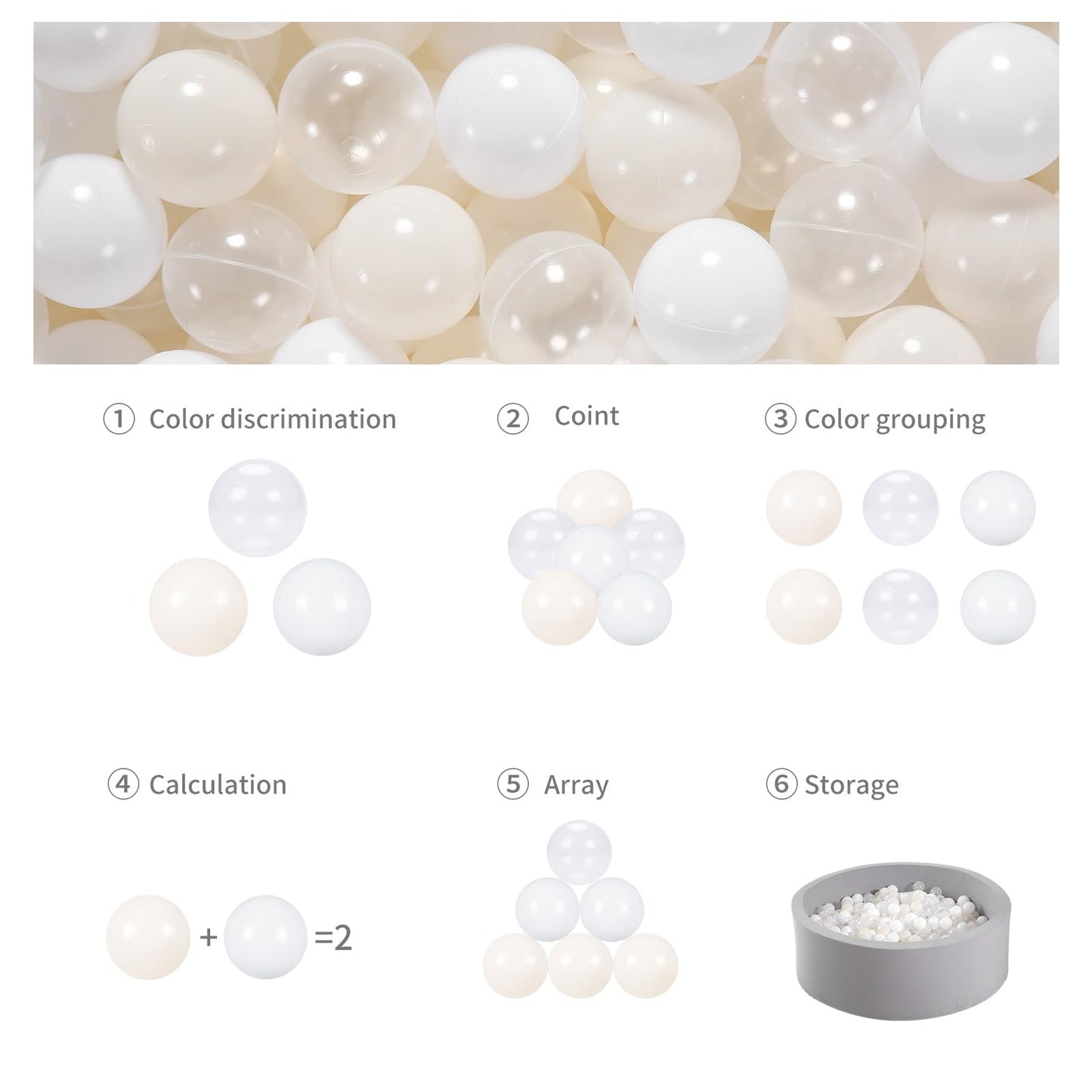 GOGOSO Ball Pit Balls Plastic Playballs for Baby Toddlers Kids Boys Girls Playhouse Decor Play Pool Fun Phthalate-Free BPA-Free