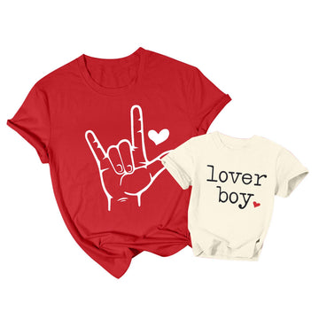 Mommy And Me Valentines Outfits: Boys Girls Toddler T-Shirt Valentine'S Day Shirts Cute Kid Gifts Tee Matching Tee Tops Apricot