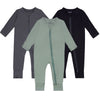Guisby Rayon Baby Pajamas Footless, Long Sleeve With Zipper 3Pack Romper 0-3 Months