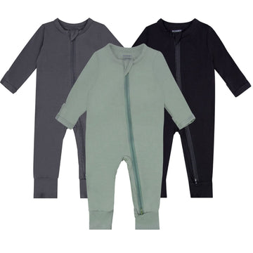 Guisby Rayon Baby Pajamas Footless, Long Sleeve With Zipper 3Pack Romper 0-3 Months