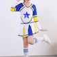 Lontakids Cheerleader Costume For Girls Cheerleading Uniform Dress Outfit With Stockings 2 Pom Poms (Blue, 160/11-12Years)
