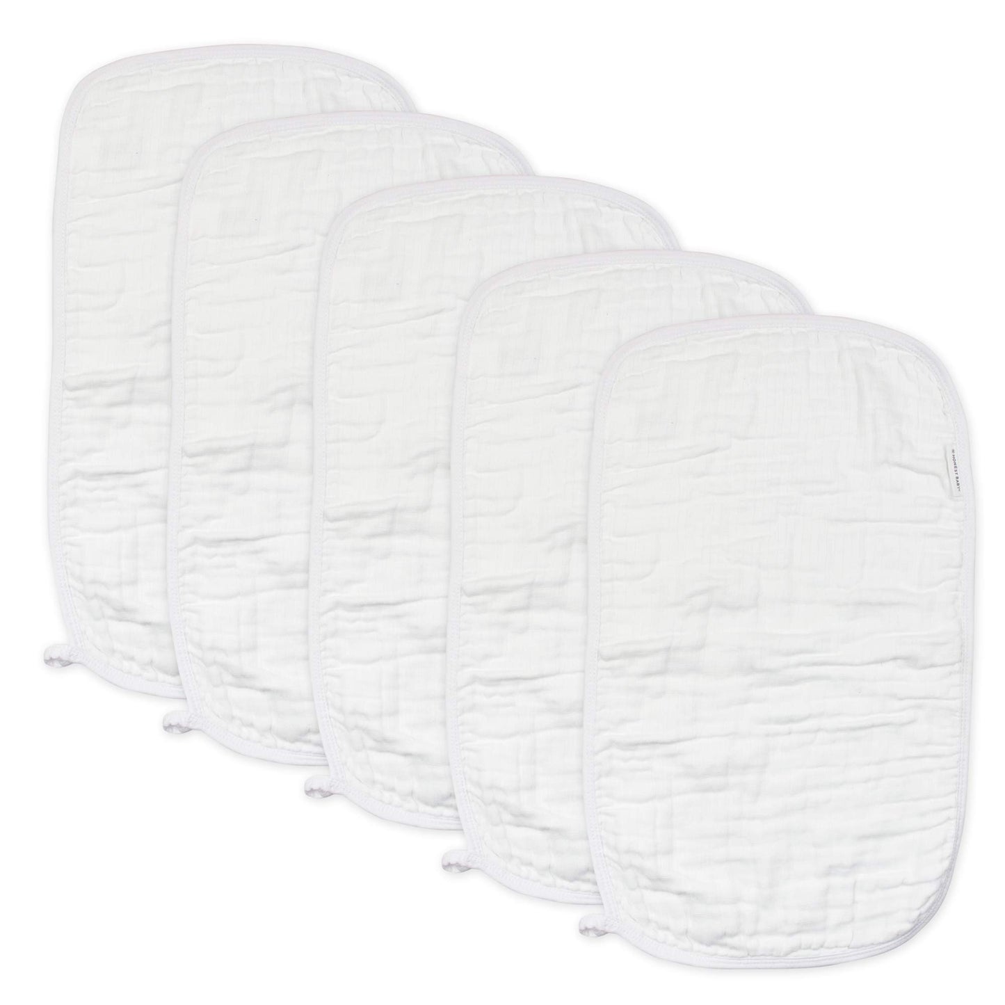 Honestbaby Baby Organic Cotton Multi-Layer Burp Cloths Multipack, Bright White, One Size
