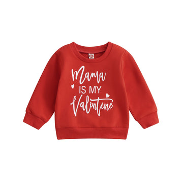 Infant Baby Girl Boy Valentine 'S Day Outfit Long Sleeve Crewneck Sweatshirt Pullover Tops Shirts Fall Winter Clothes (V-Red, 12