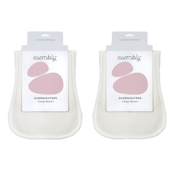 Esembly Overnighters - Organic Cotton Cloth Diaper Booster Inserts with Stay-Dry Fleece - Reusable Nighttime Absorbency Doublers