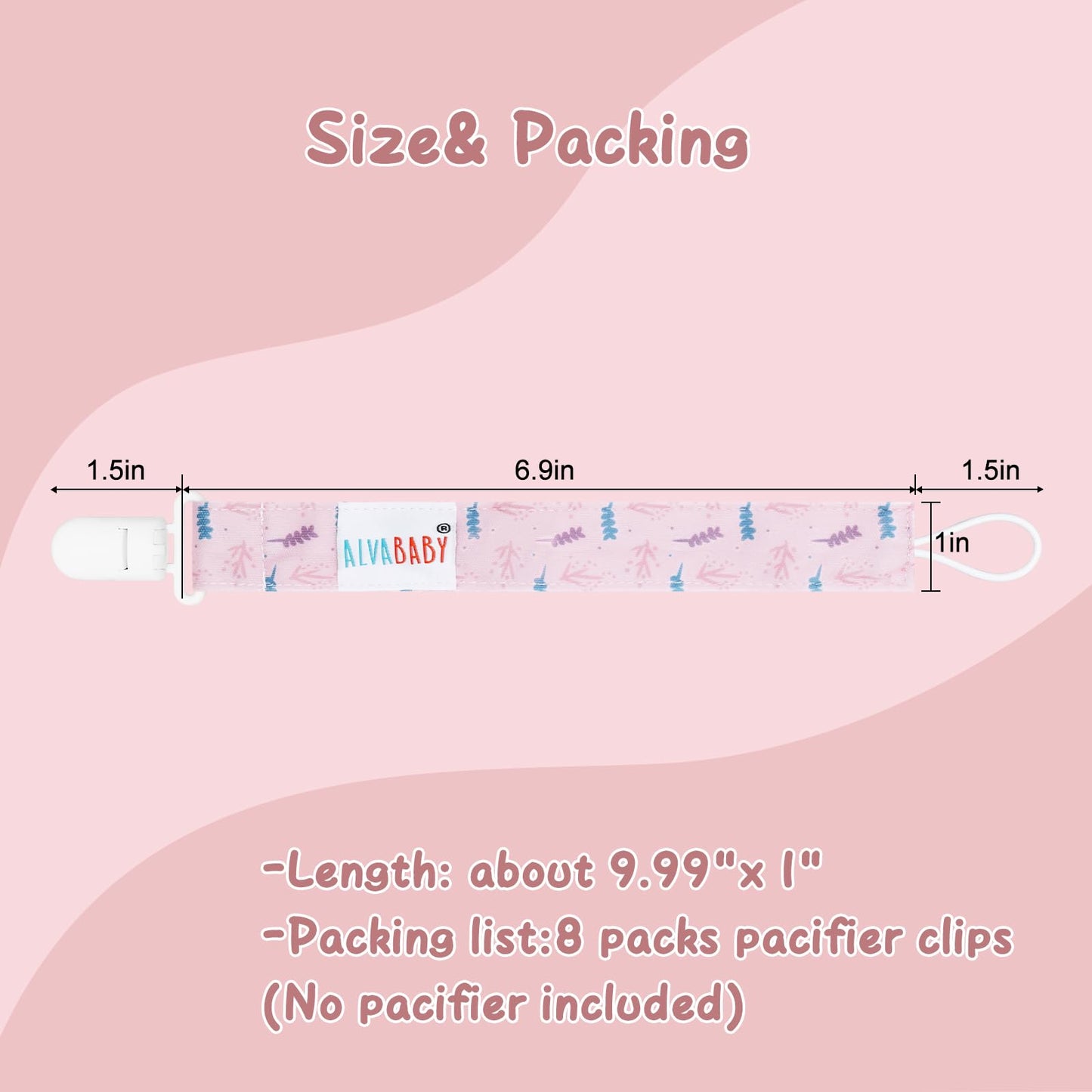 Alvababy Pacifier Clips 8 Pack Binky Paci Clip Holder Leashes For Baby Boys Girls 8Dp09-Da