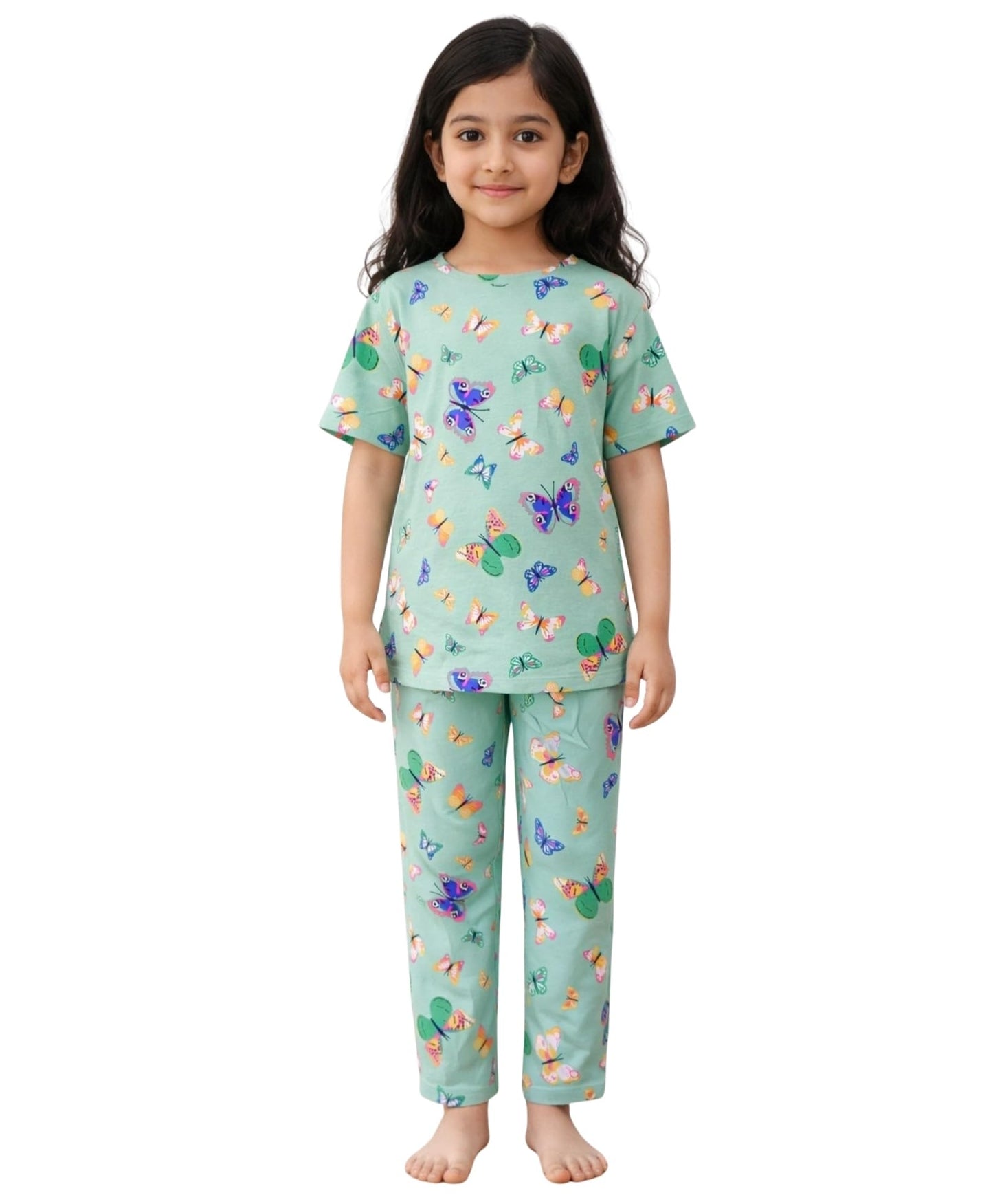 ANTHRILO Summer Butterfly Short Sleeve Pyjama Set  Green