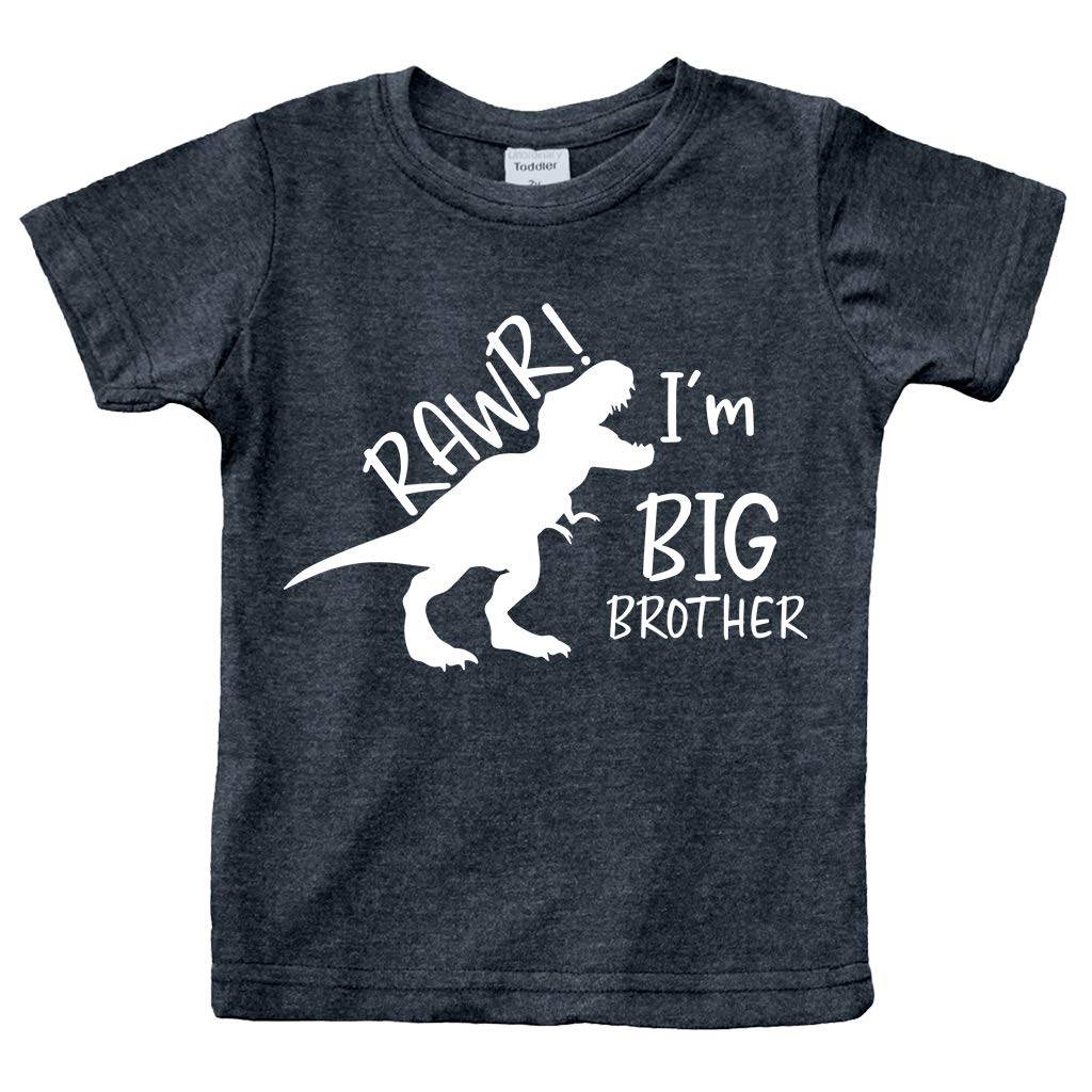 Rawr Im Big Brother Shirt Dinosaur Toddler Boytshirt Dino Announcement Ouotfit. (Us, Age, 12 Months, Charcoal Black)