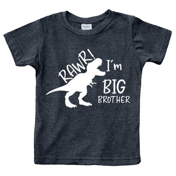 Rawr Im Big Brother Shirt Dinosaur Toddler Boytshirt Dino Announcement Ouotfit. (Us, Age, 12 Months, Charcoal Black)