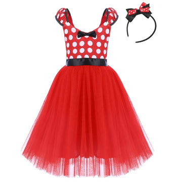 Ibtom Castle Halloween Costume For Toddler Little Girl Tutu Skirt Cartoon Ear Headband Polka Dot First Birthday Halloween Costum