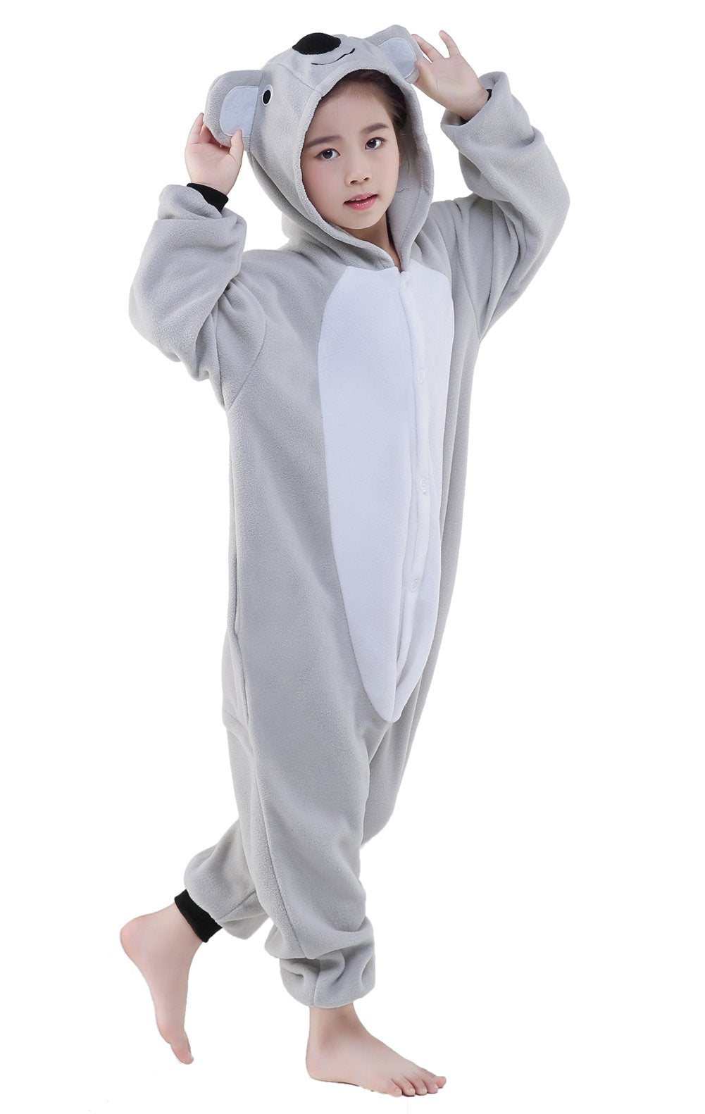 Canasour Koala Onesie Kids Halloween Cosplay Costume Girls One Piece Pjs Anime Unisex Hoodie Pajamas Grey For 6-8 Years Boys Par