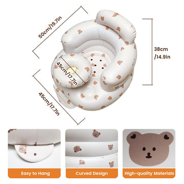 Inflatable Sit Up Chair For Babies 3-36 Months, Inflatable Baby Chair With Tray,Infant Back Support Sofa With Built In Air Pump